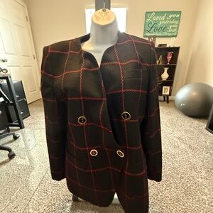 Women's Black and Red Plaid Jacket 97